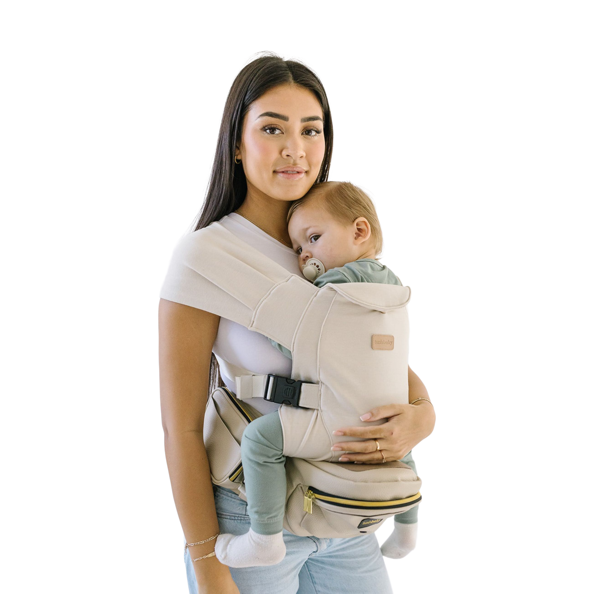 Tushbaby Hip Seat Hands-Free Attachment - Cream.