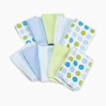 Spasilk 10-Pack Baby Washcloth Wipes/Towels Set for Infants, Blue Dots