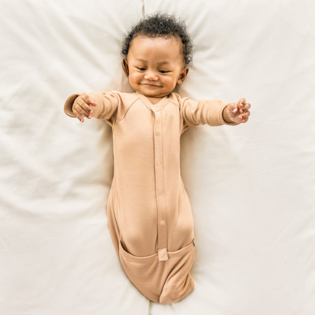 Goumi Kids 24hr Convertible Sleeper Baby Gown - Sandstone, 3-6 M.