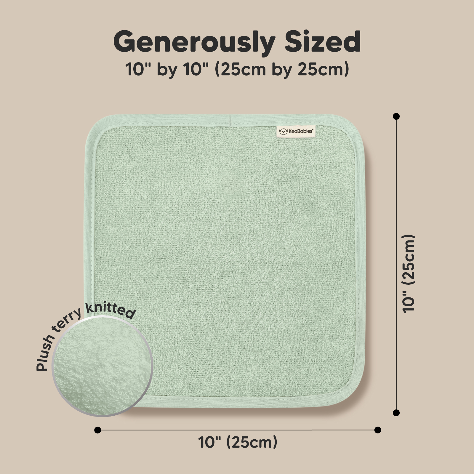 KeaBabies Deluxe Baby Bamboo Viscose Washcloths (6 Pack) - Hills, 6.