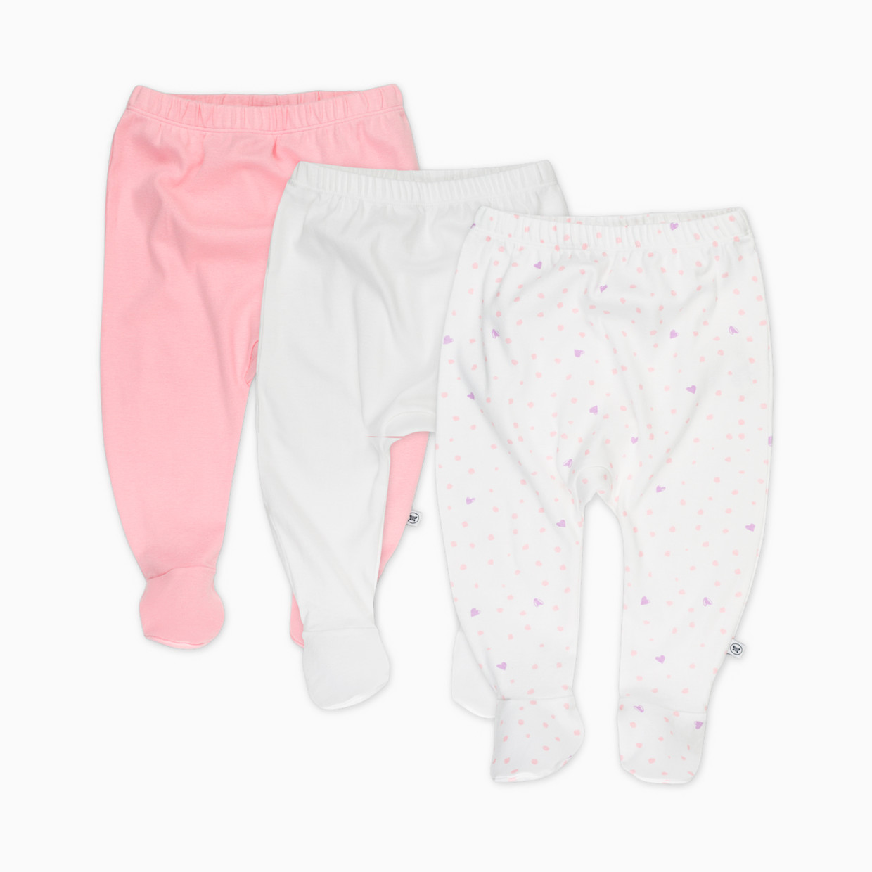 Honest Baby Clothing 3-Pack Organic Cotton Footed Harem Pants - Love Dot, 0-3 M.