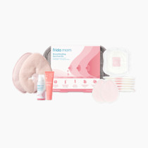 Frida Mom Breastfeeding Survival Kit for Nursing Moms, Reusable Hot+Cold Breast Relief Packs, Hydrogel Nipple Pads, Cracked Nipple Saline Spray, Nipple Balm, Nursing Pads, 13 Piece Gift Set