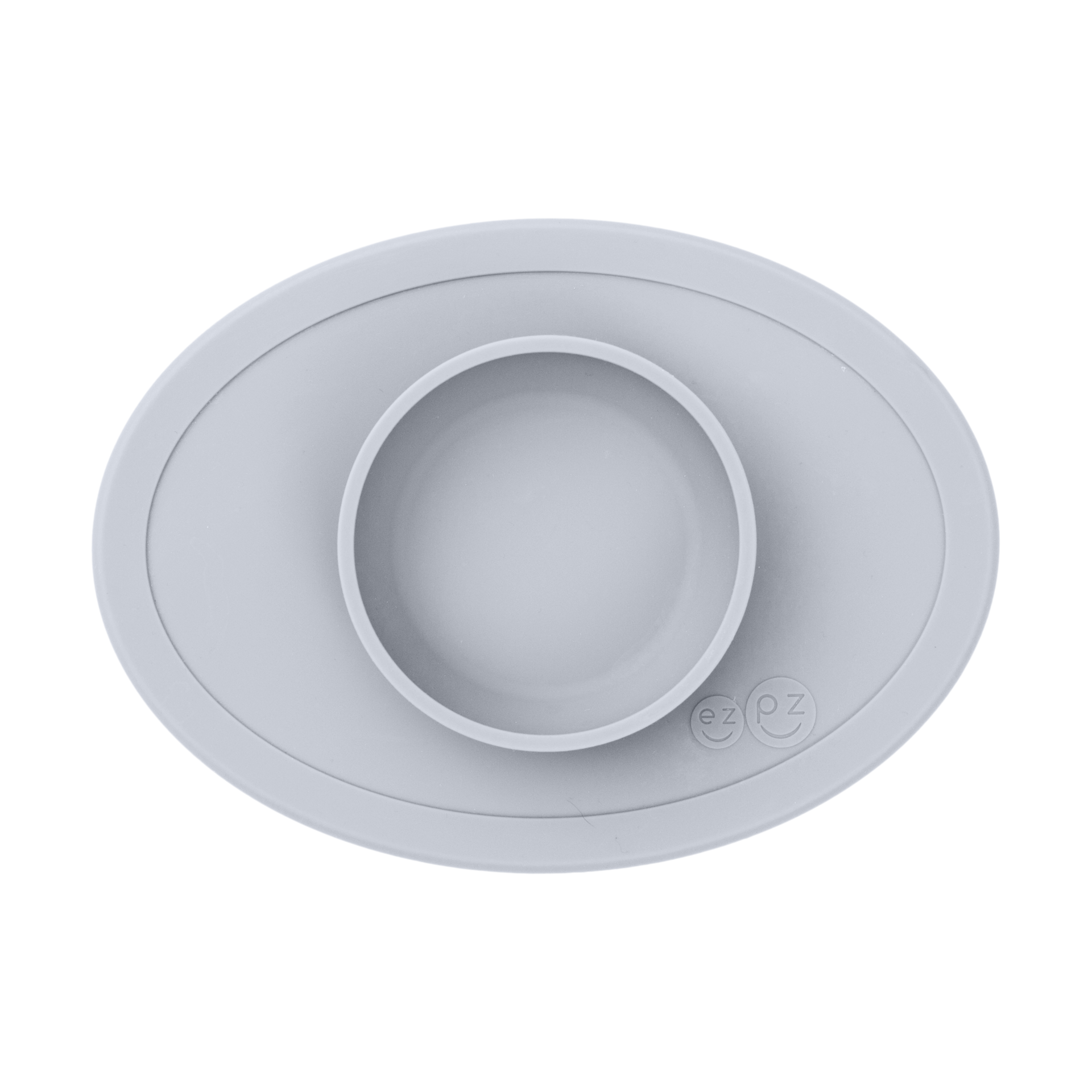 ezpz Tiny Bowl (Pewter) - 6 Months+ - 100% Silicone Suction Placemat + Bowl for Infants - Fits All Highchair Trays - Baby-Led Weaning Supplies