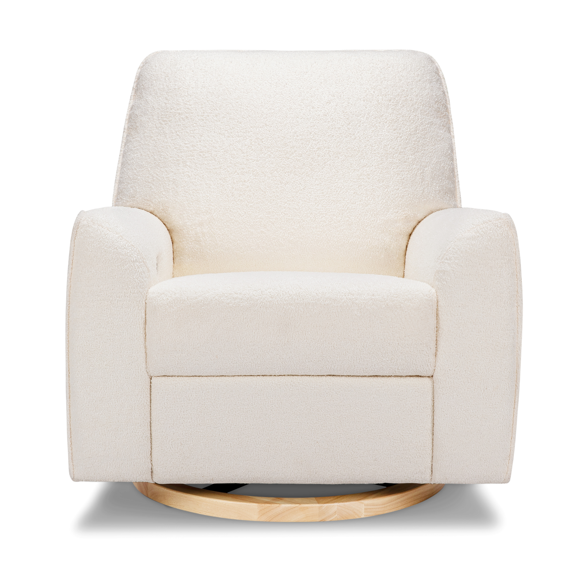 Nursery Works Sunday Power Recliner and Swivel Glider - Chantilly Fleece With Light Wood Base.