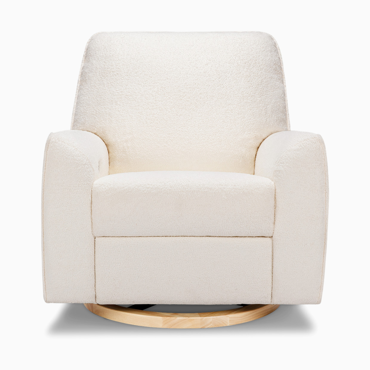 Nursery Works Sunday Power Recliner and Swivel Glider - Chantilly Fleece With Light Wood Base.