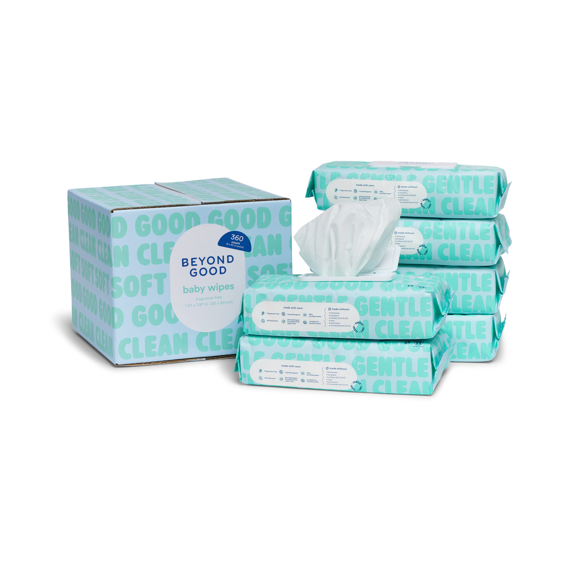 Beyond Good 99% Purified Water Baby Wipes - Fragrance Free, 360 Count.