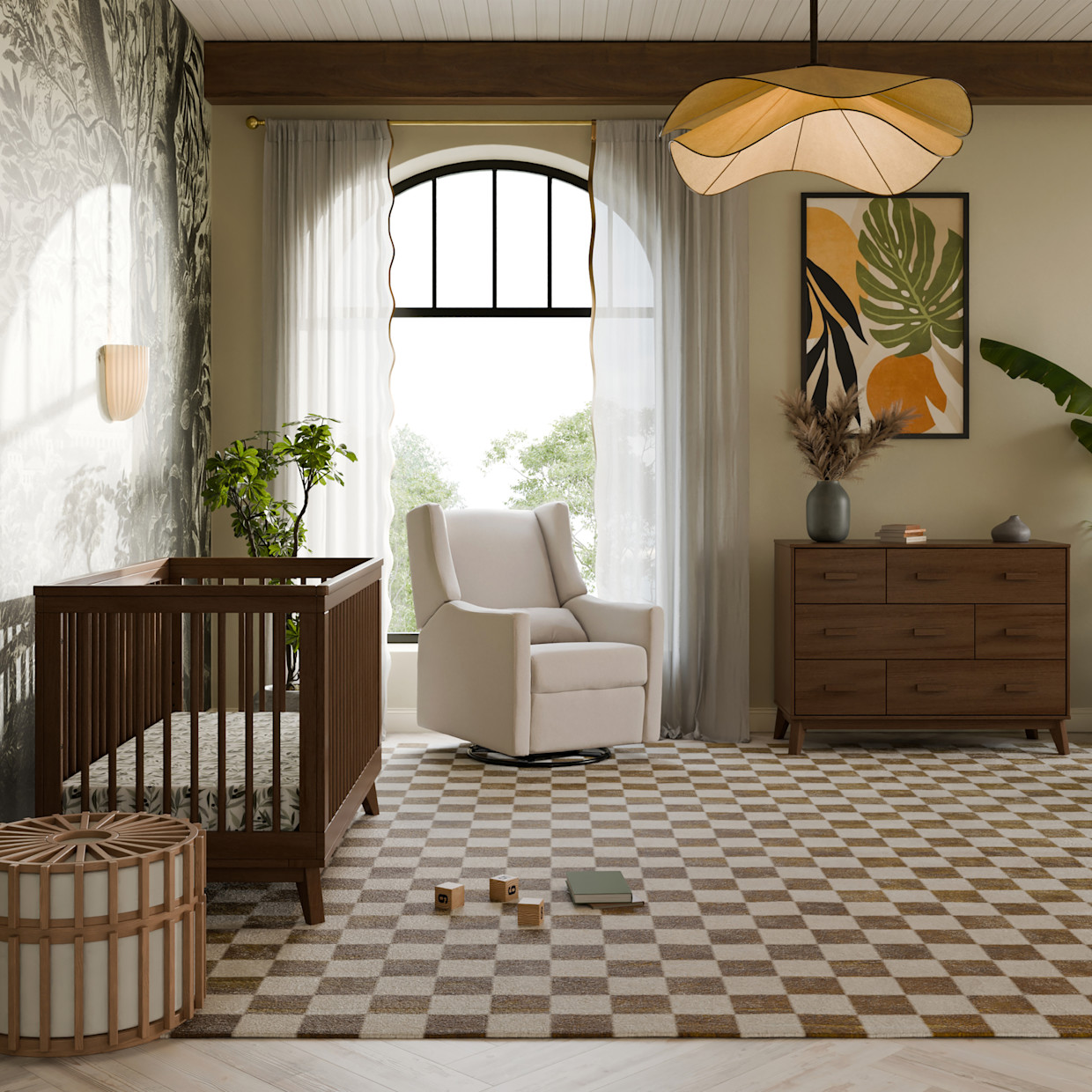 babyletto Kiwi Manual Recliner and Swivel Glider - Performance Beach Eco-Weave.