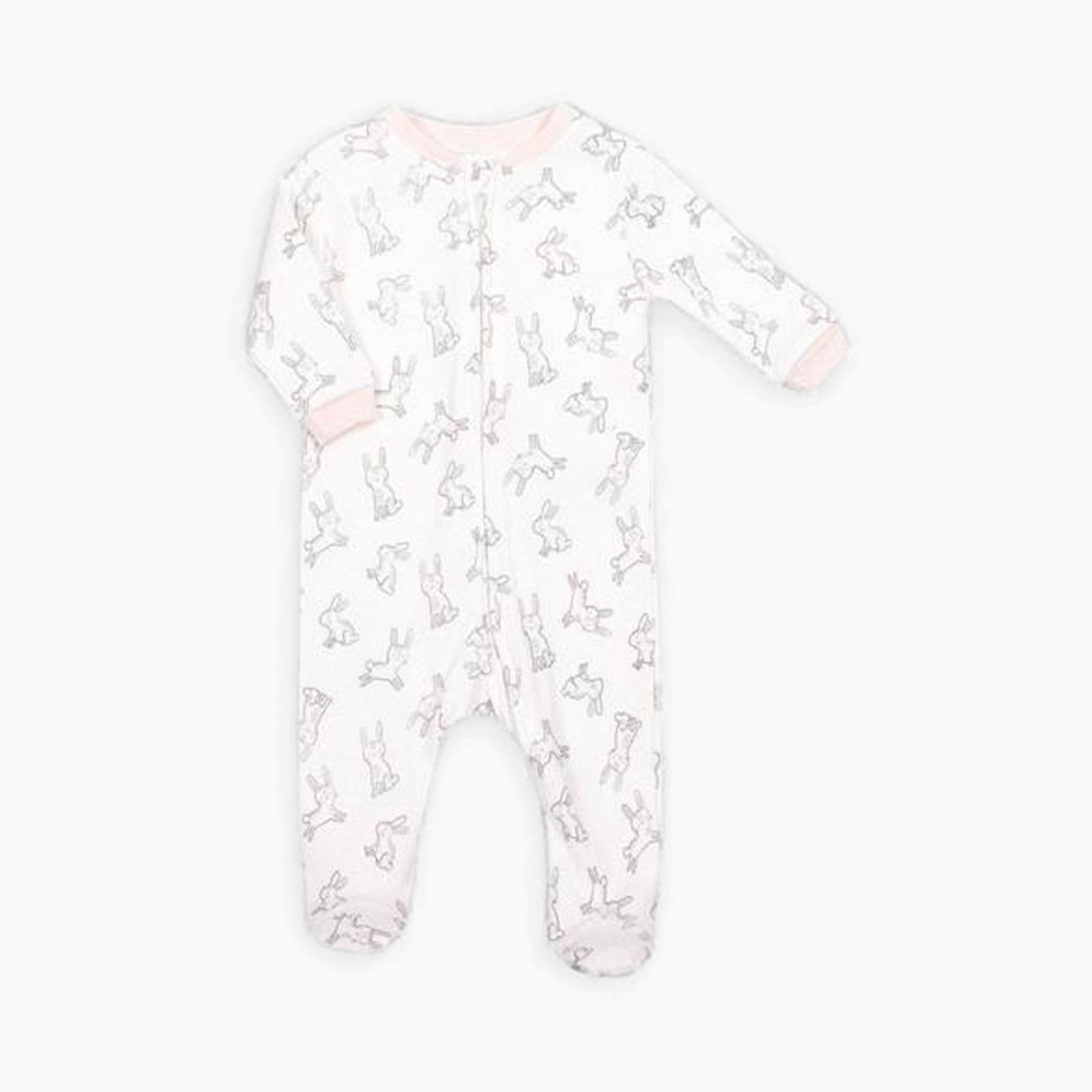 Snugabye Front Zip Sleeper - Pink Bunnies, Newborn.