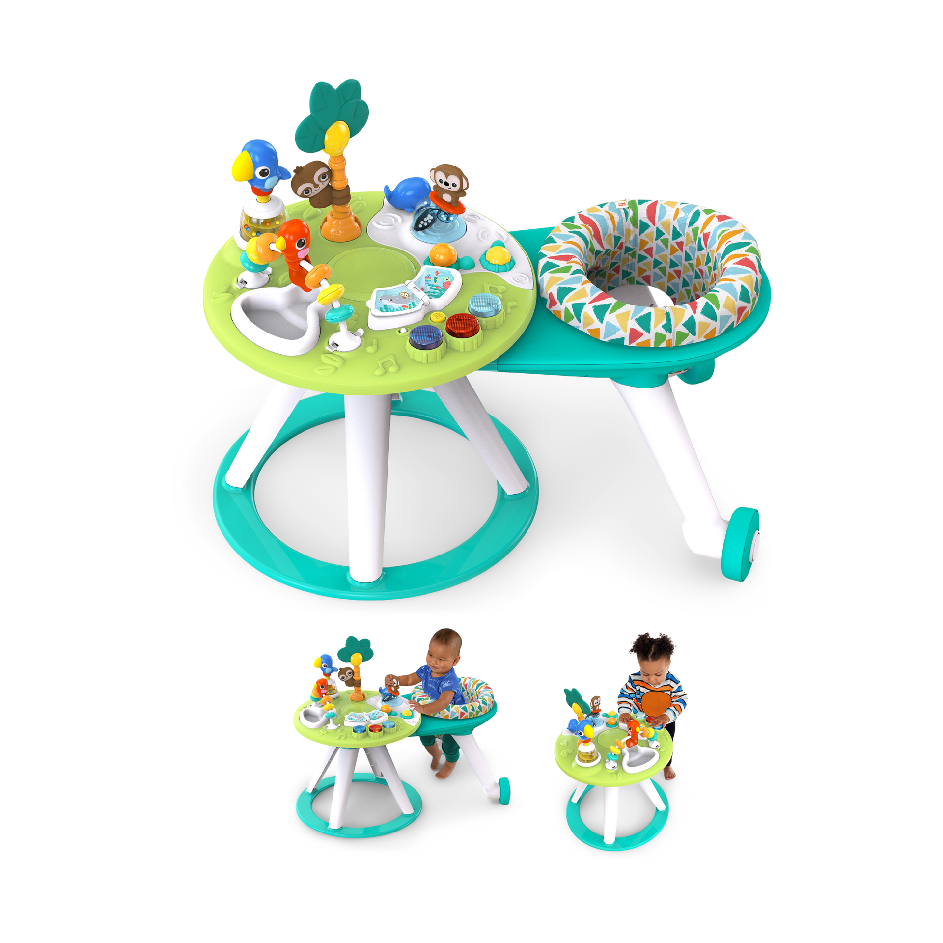 Bright Starts Around We Go 2-in-1 Walk-Around Baby Activity Center and Table - Tropic Cool.