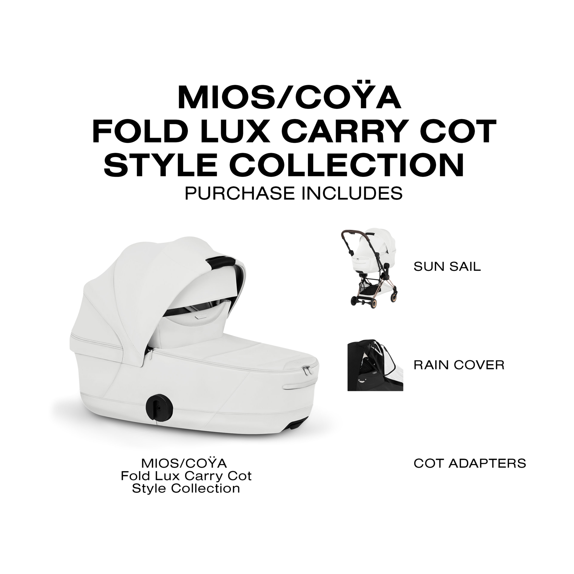 Cybex MIOS/COYA Fold Lux Carry Cot Style Collection - Off White.