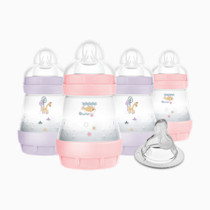 MAM 5oz Easy Start Anti-Colic Baby Bottles, Slow Flow with Bonus Medium Flow Nipple, Reduces Colic, Gas, & Reflux, Easy-to-Clean, BPA-Free, Baby Bottles for Newborns, 0-3 Months