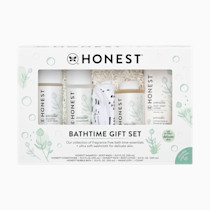 The Honest Company Fragrance Free Bathtime Gift Set | Hypoallergenic Bath Essentials for Sensitive Skin | Shampoo + Body Wash, Face + Body Lotion, Bubble Bath, Conditioner, Wash Cloth
