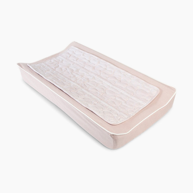 Oilo Studio Changing Pad Cover & Topper Kit - Zig Zag Blush.