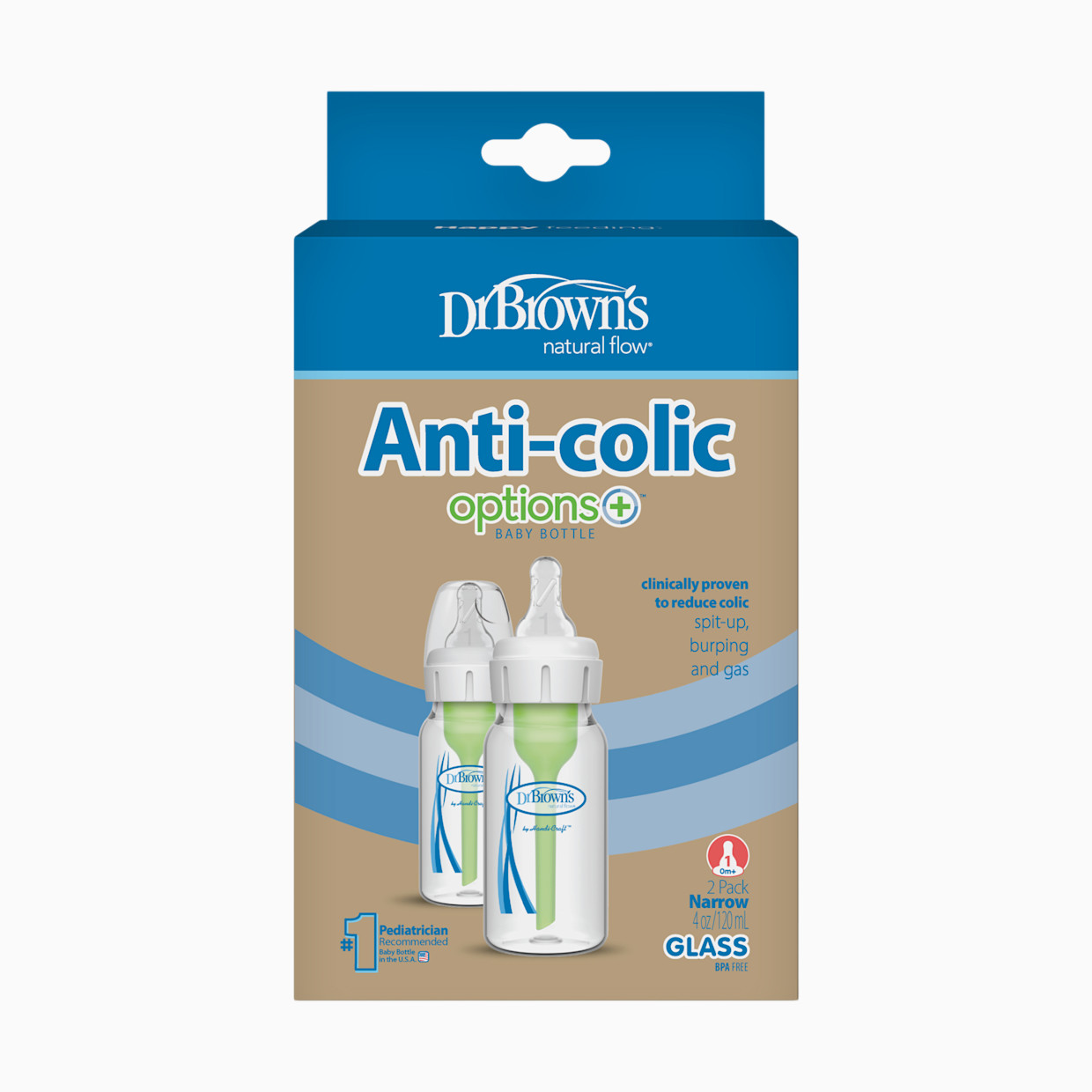 Dr. Brown's Anti-colic Options+ Narrow Glass Baby Bottle - 4 Oz, 2.
