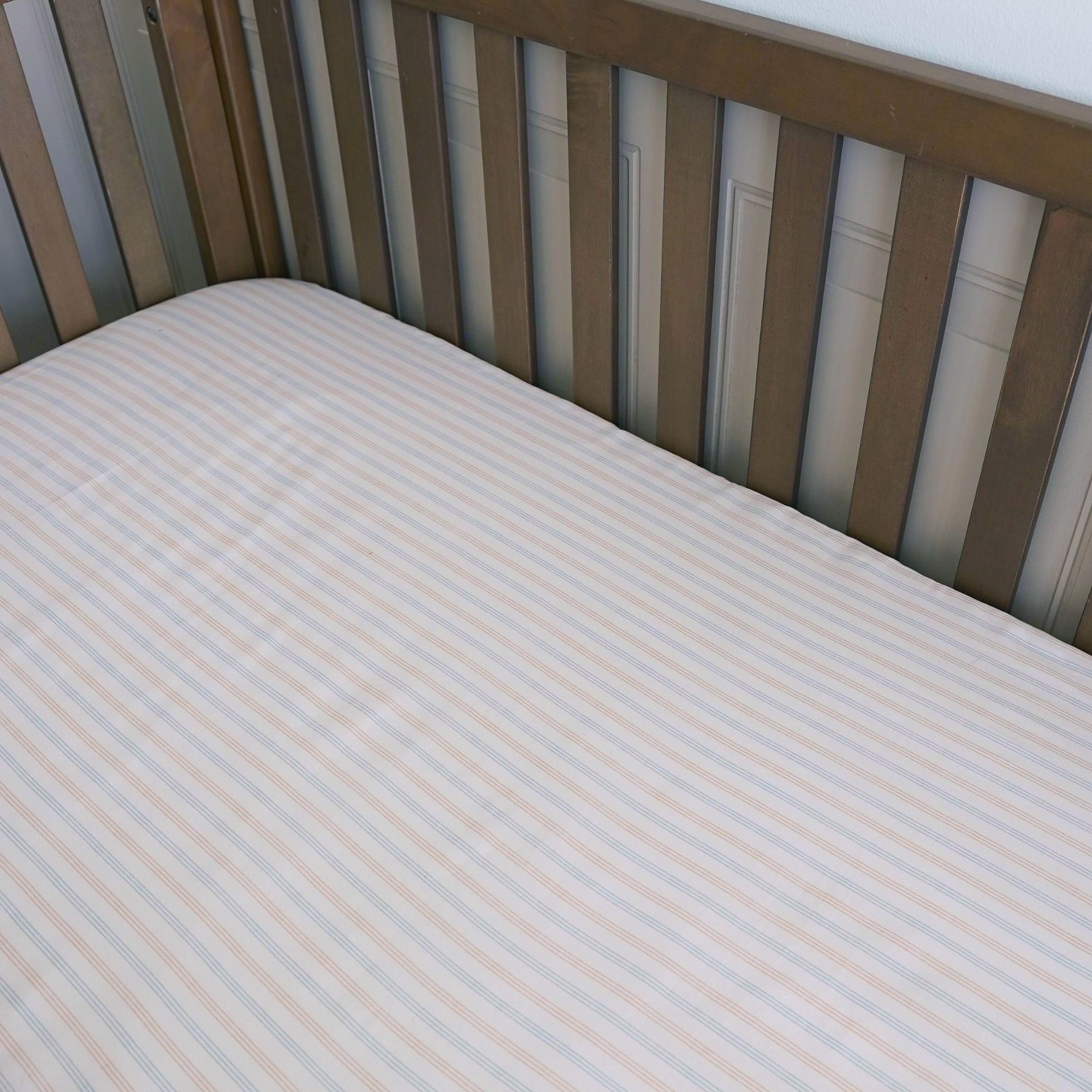 Crane Baby Cotton Sateen Crib Fitted Sheet - Skye Stripe.