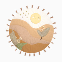 Crane Baby Activity Mat with Interactive Toys, Safari Zoo Themed Tummy Time Floor Mat, 36x36 Quilted Cotton Playmat, Infant Development Toys, Playmats for Newborn