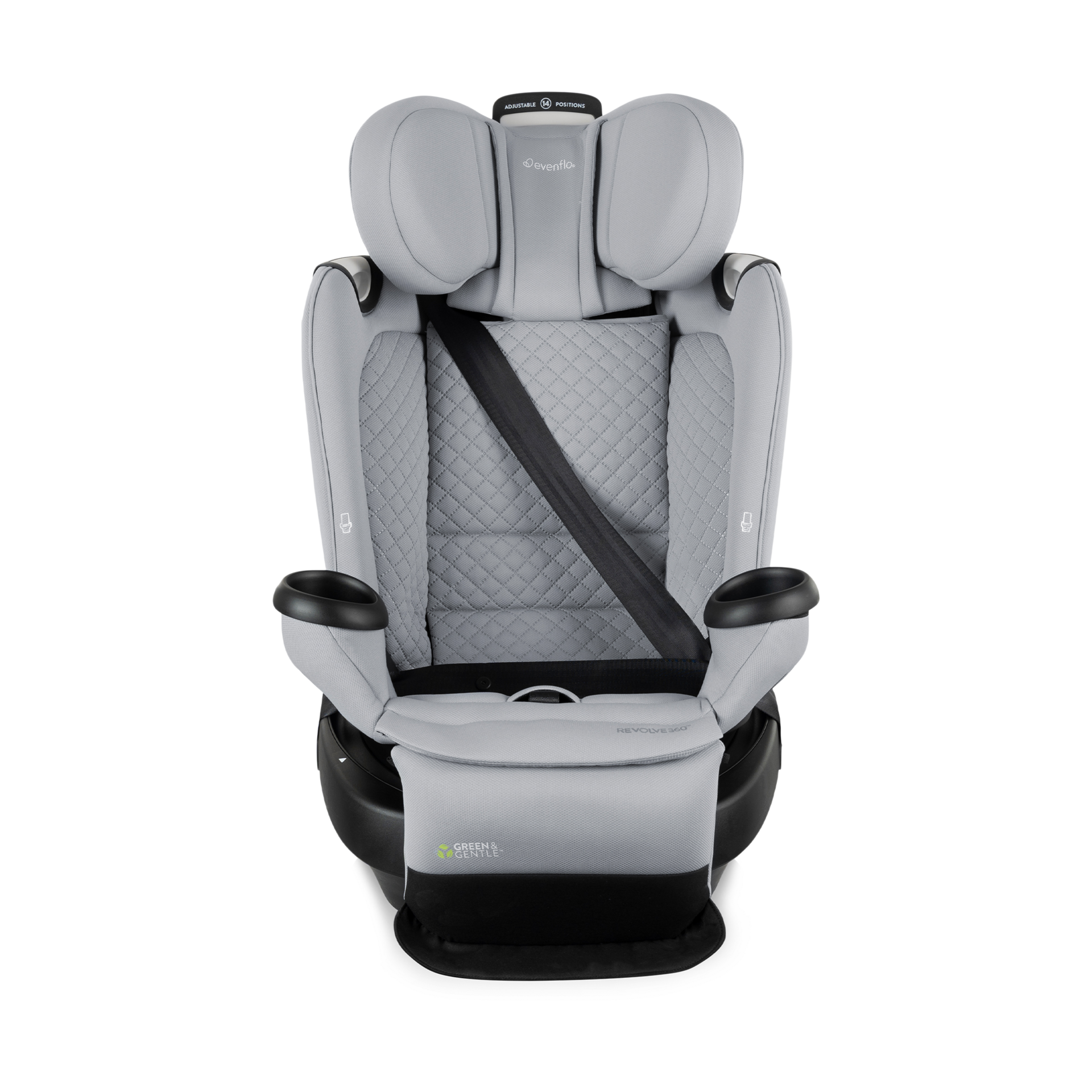 Evenflo Revolve360 Extend All-in-One Rotational Car Seat with Green & Gentle Fabric - Quartz.