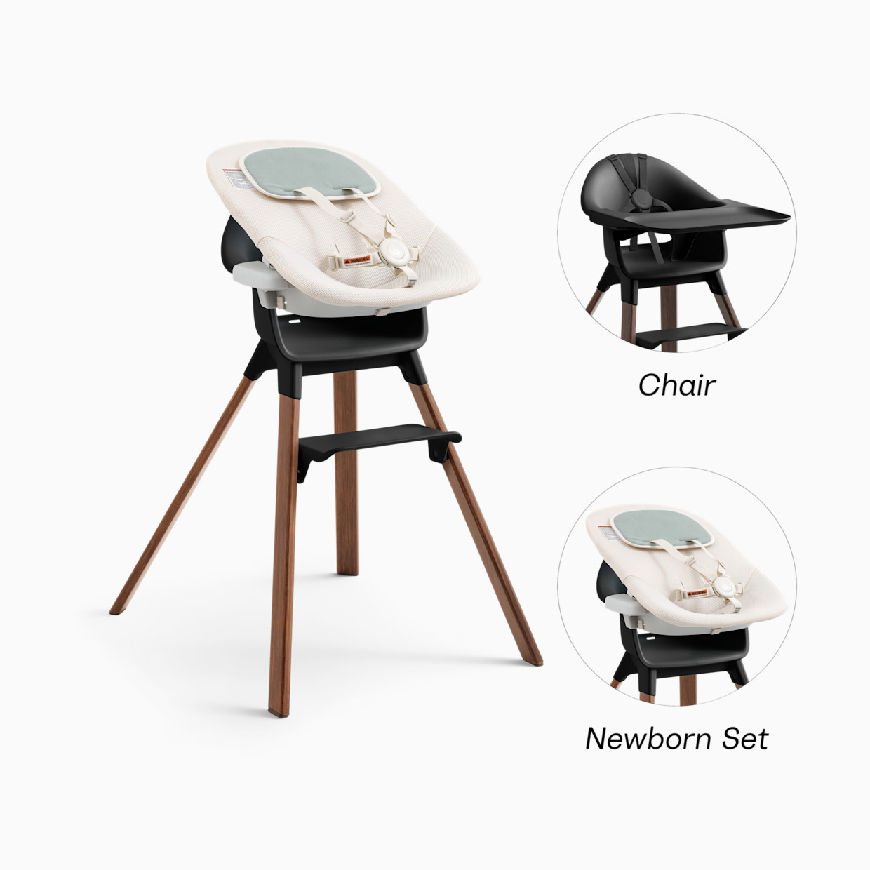 Stokke Clikk High Chair - Black Warm Brown, Clikk High Chair + Newborn Set.