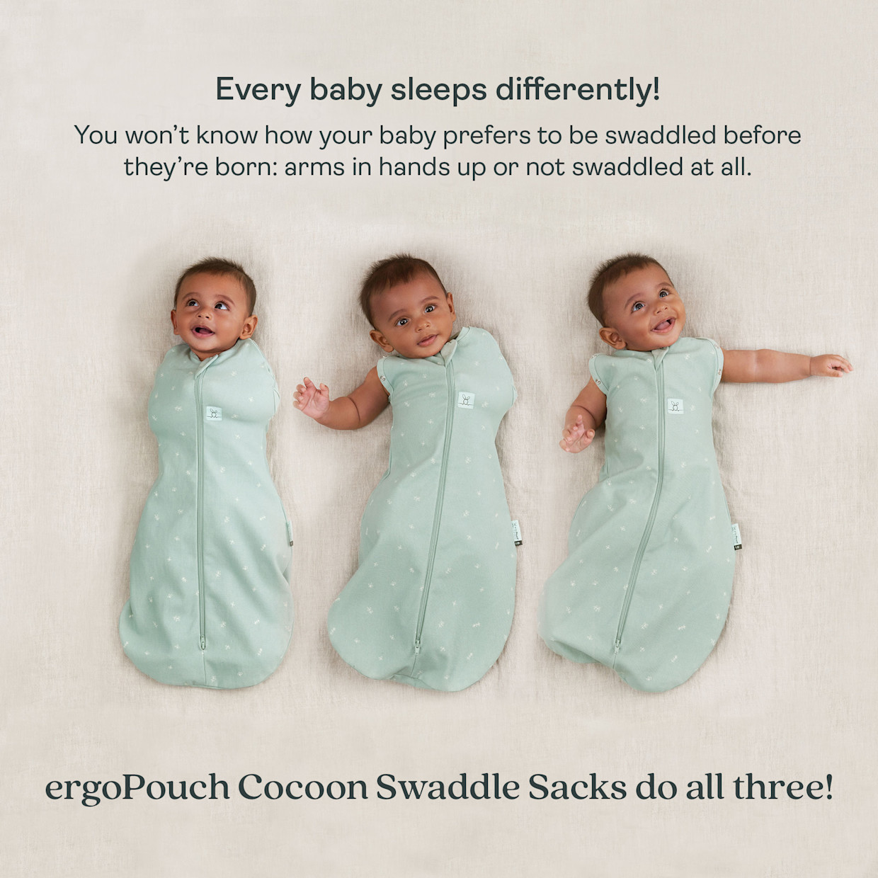 ergoPouch Cocoon Swaddle Sack 1.0 Tog - Sage, Newborn.