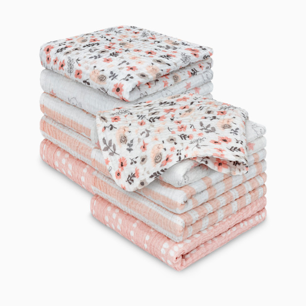 KeaBabies 10-Pack Lyra Muslin Baby Washcloths.