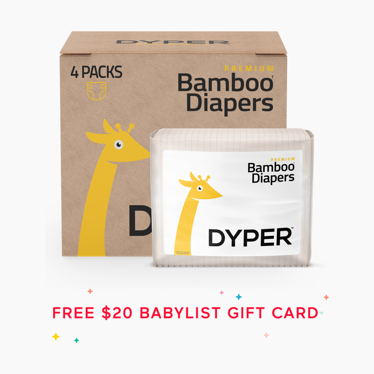 DYPER Bamboo Baby Diapers, Monthly Supply + Free Babylist Gift Card, Cyber Monday Deal - Newborn, 264 Count, 1.