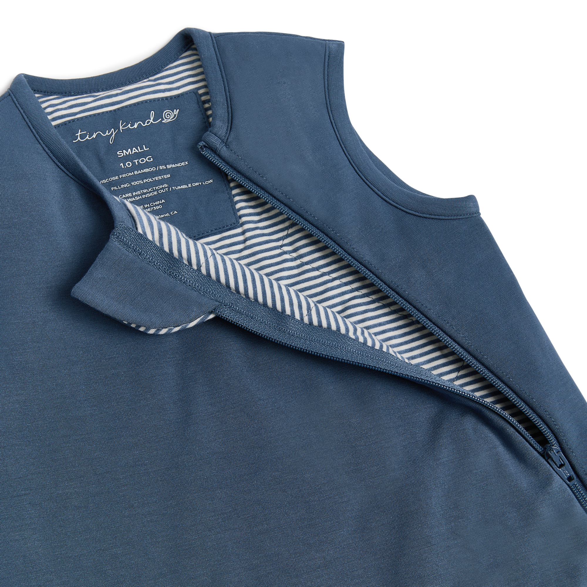 Tiny Kind Bamboo Viscose Wearable Sleep Bag 1.0 TOG - Navy, Small (0-6 Months).