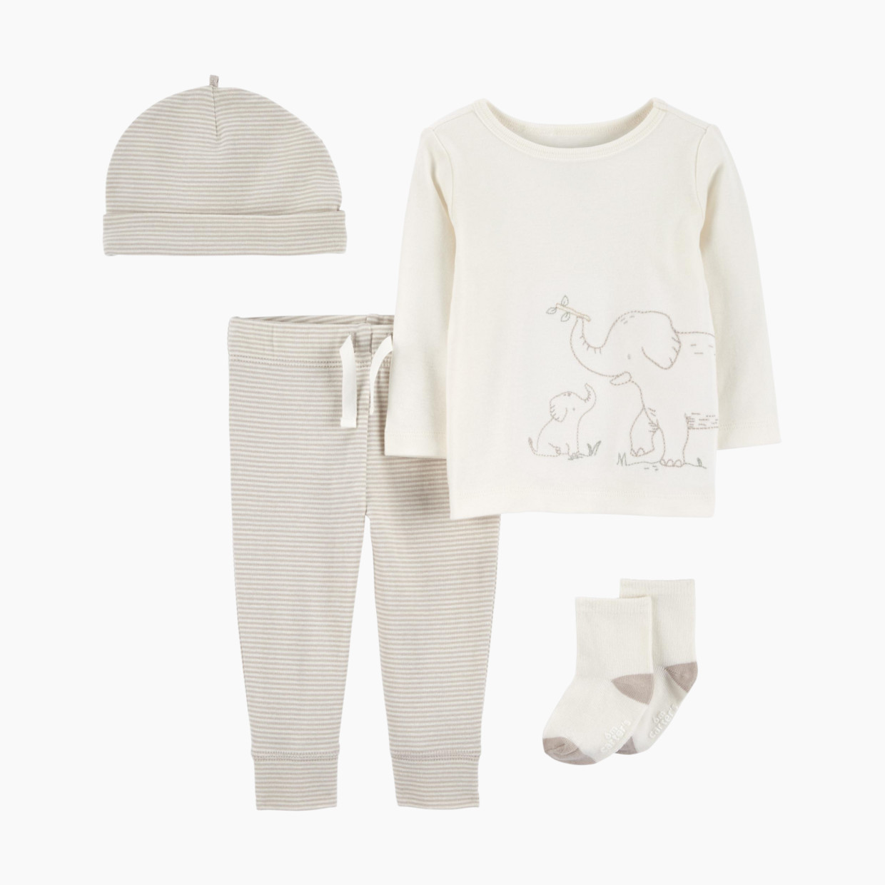 Carter's 4-Piece Elephant Outfit Set - Grey/Ivory, 3 M.