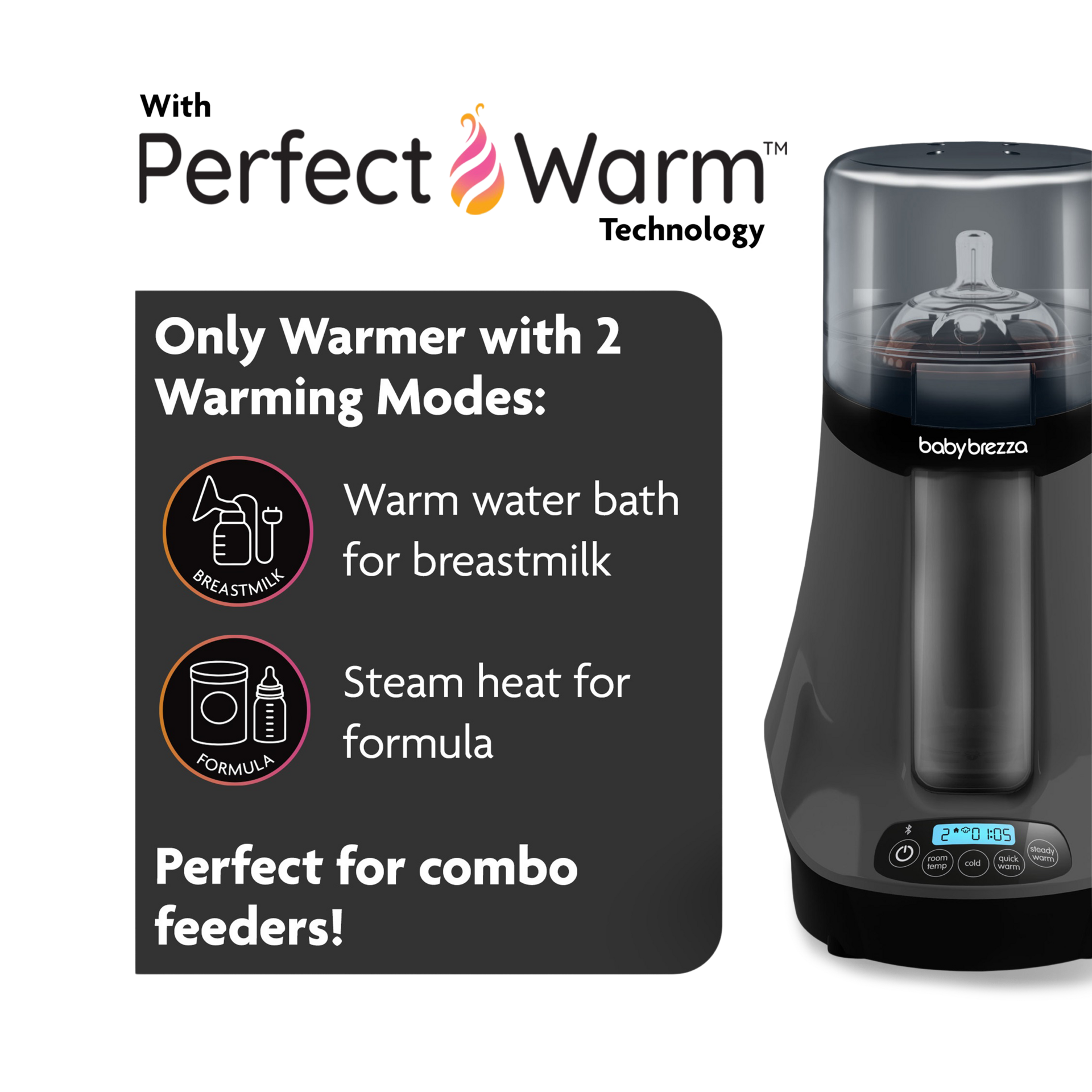Baby Brezza Smart Bluetooth Connected Bottle Warmer - Charcoal.