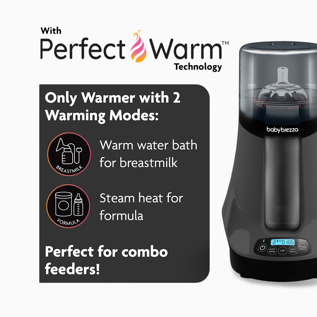 Baby Brezza Smart Bluetooth Connected Bottle Warmer - Charcoal.