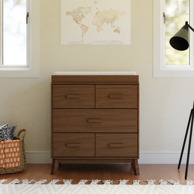 babyletto Scoot 3-Drawer Changer Dresser with Removable Changing Tray - Natural Walnut.