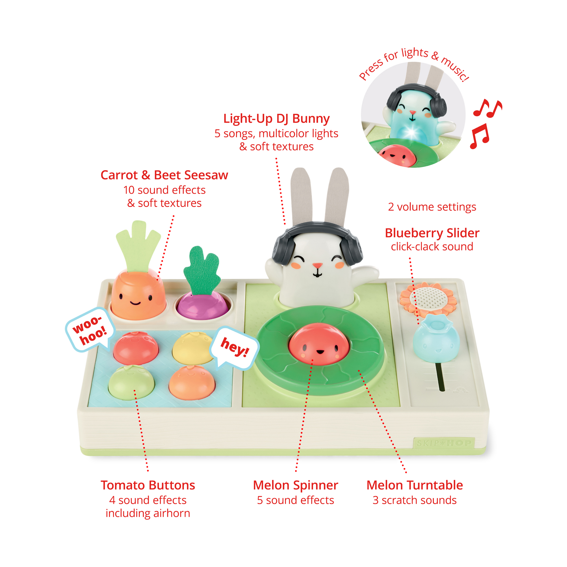 Skip Hop Farmstand Let The Beet Drop DJ Set Baby Musical Toy.