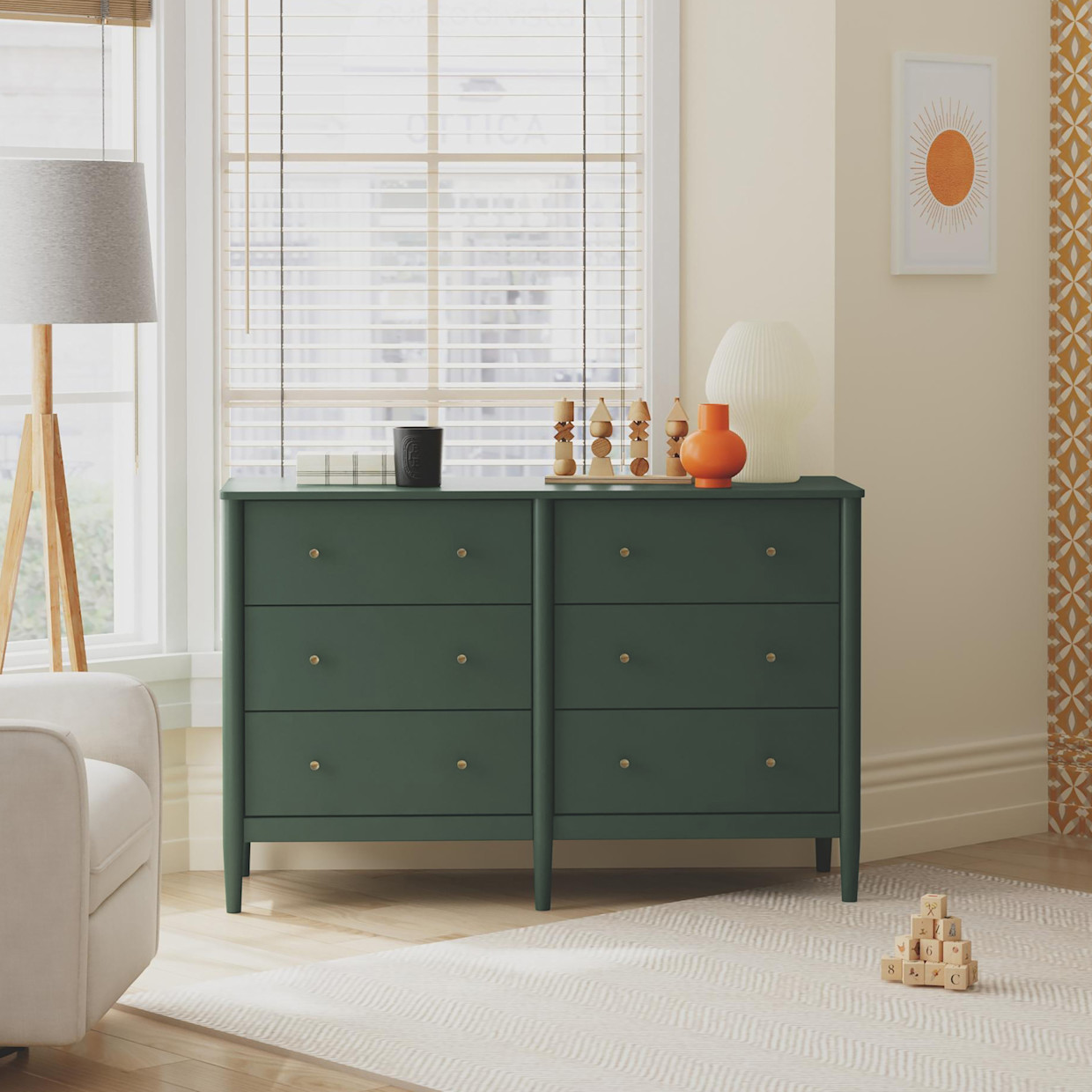 daVinci Frem 6-Drawer Dresser - Forest Green.