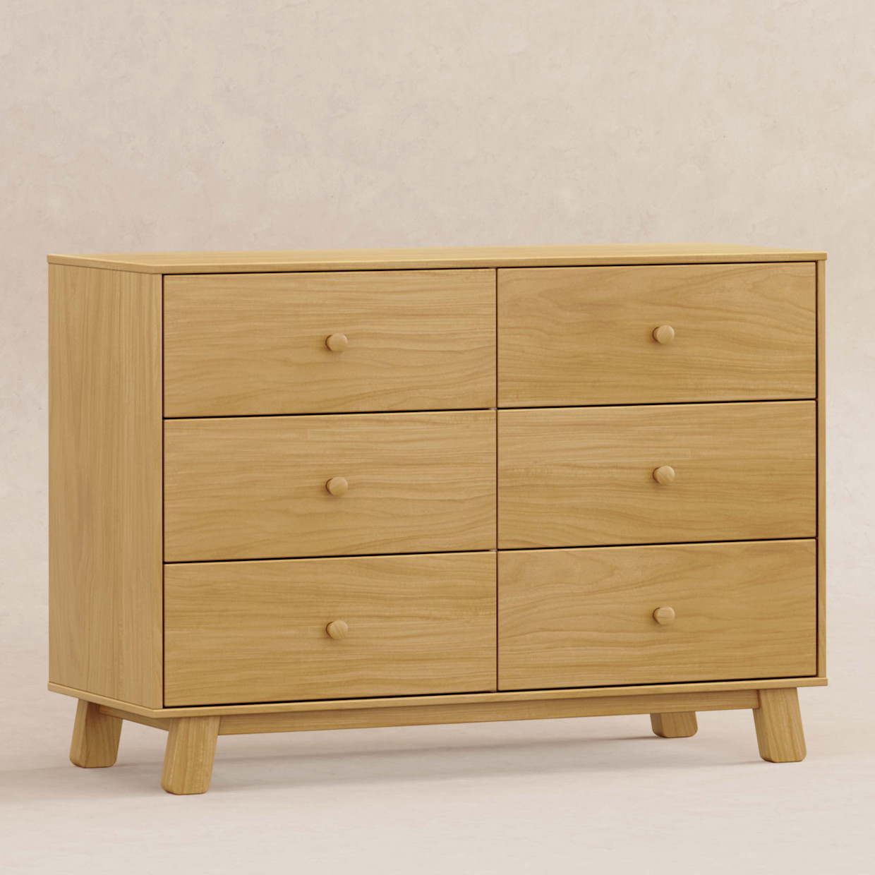 babyletto Hudson Modern 6-Drawer Assembled Double Dresser - Honey.