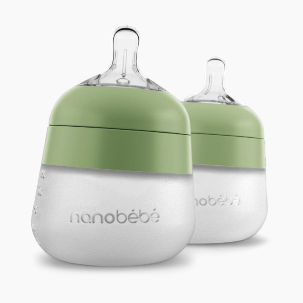 Nanobebe Flexy Silicone Baby Bottle - Sage, 5 Oz, 2.