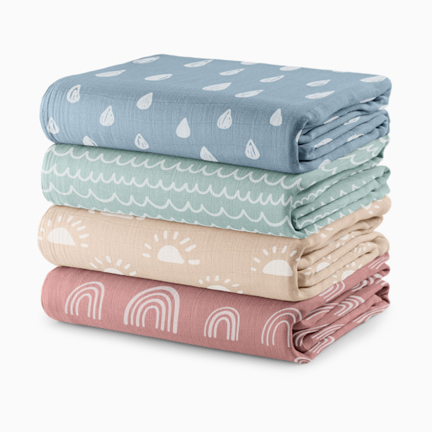 Comfy Cubs Muslin Swaddle Blankets Set (4 Pack).
