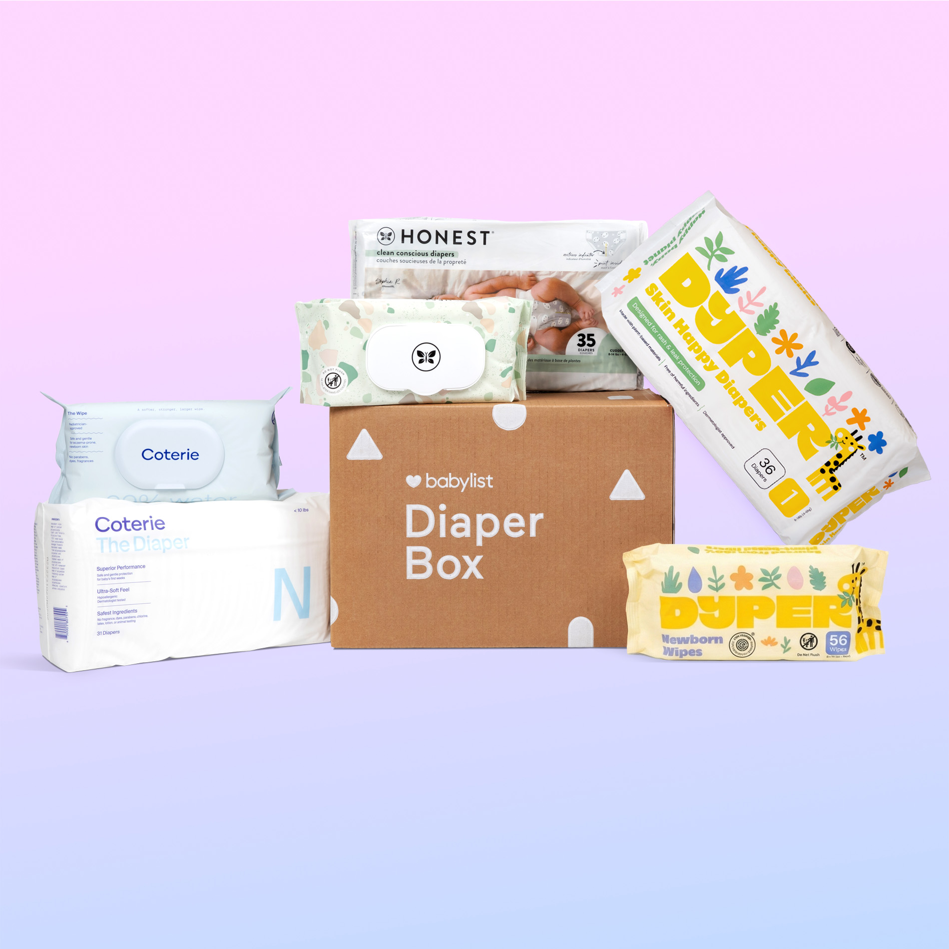 Babylist Diaper Box - 104 Diapers & 172 Wipes.