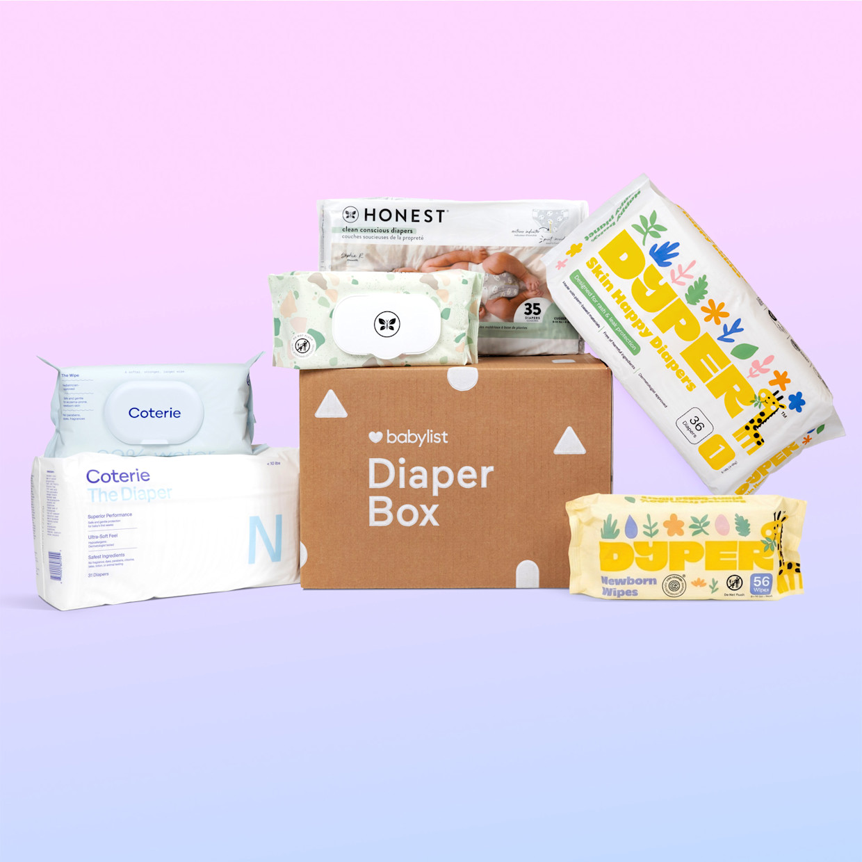 Babylist Diaper Box - 104 Diapers & 172 Wipes.