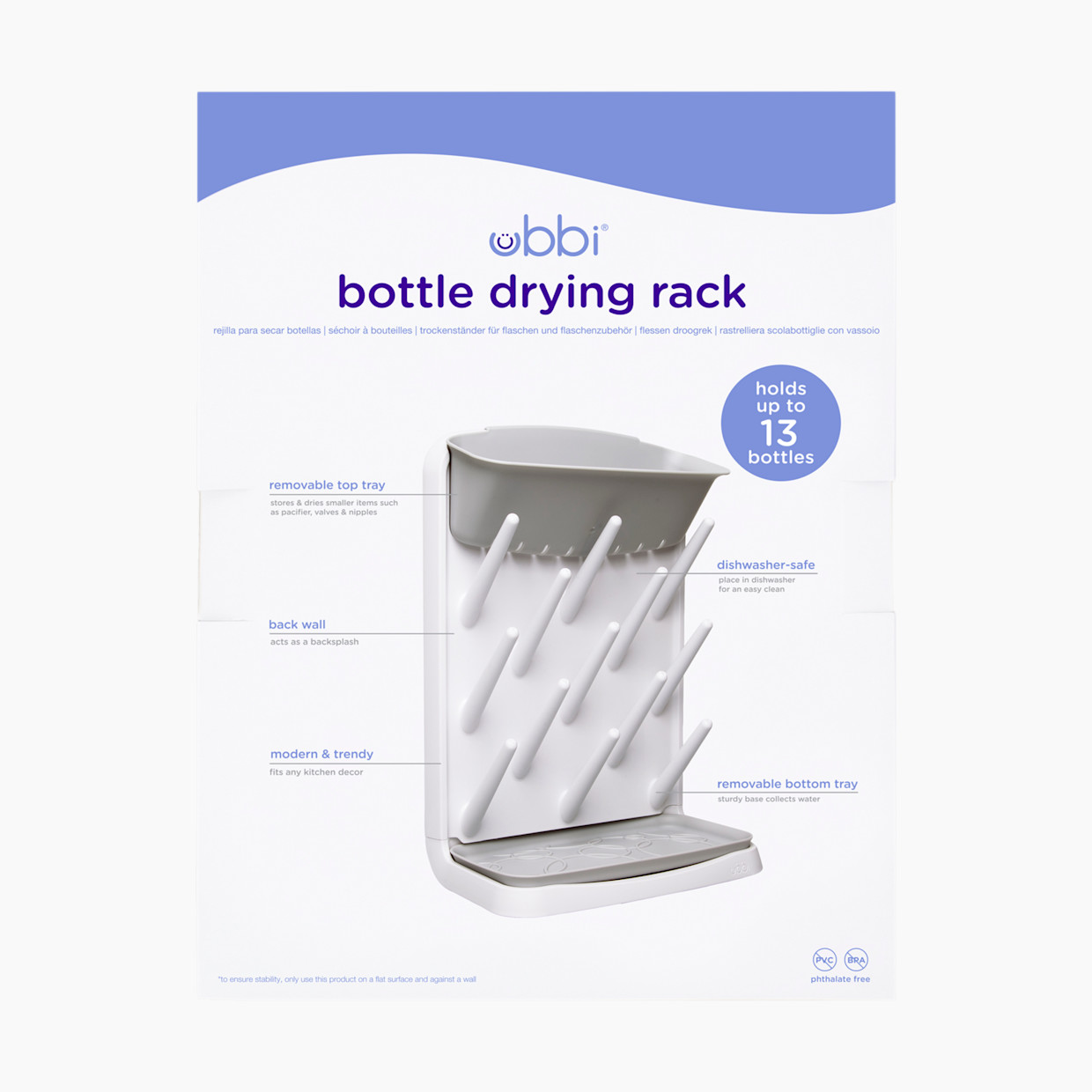 Bcd Drying Rack Ubbi Vertical Bottle Drying Rack - Grey | Babylist Shop