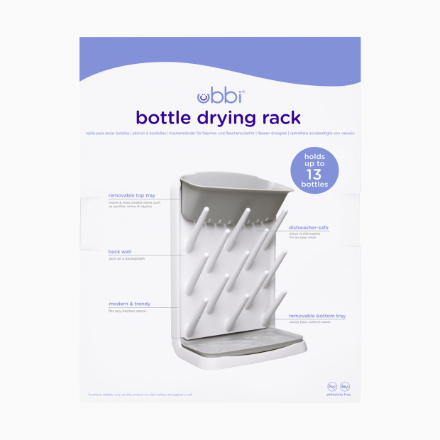 Ubbi Vertical Bottle Drying Rack - Grey.
