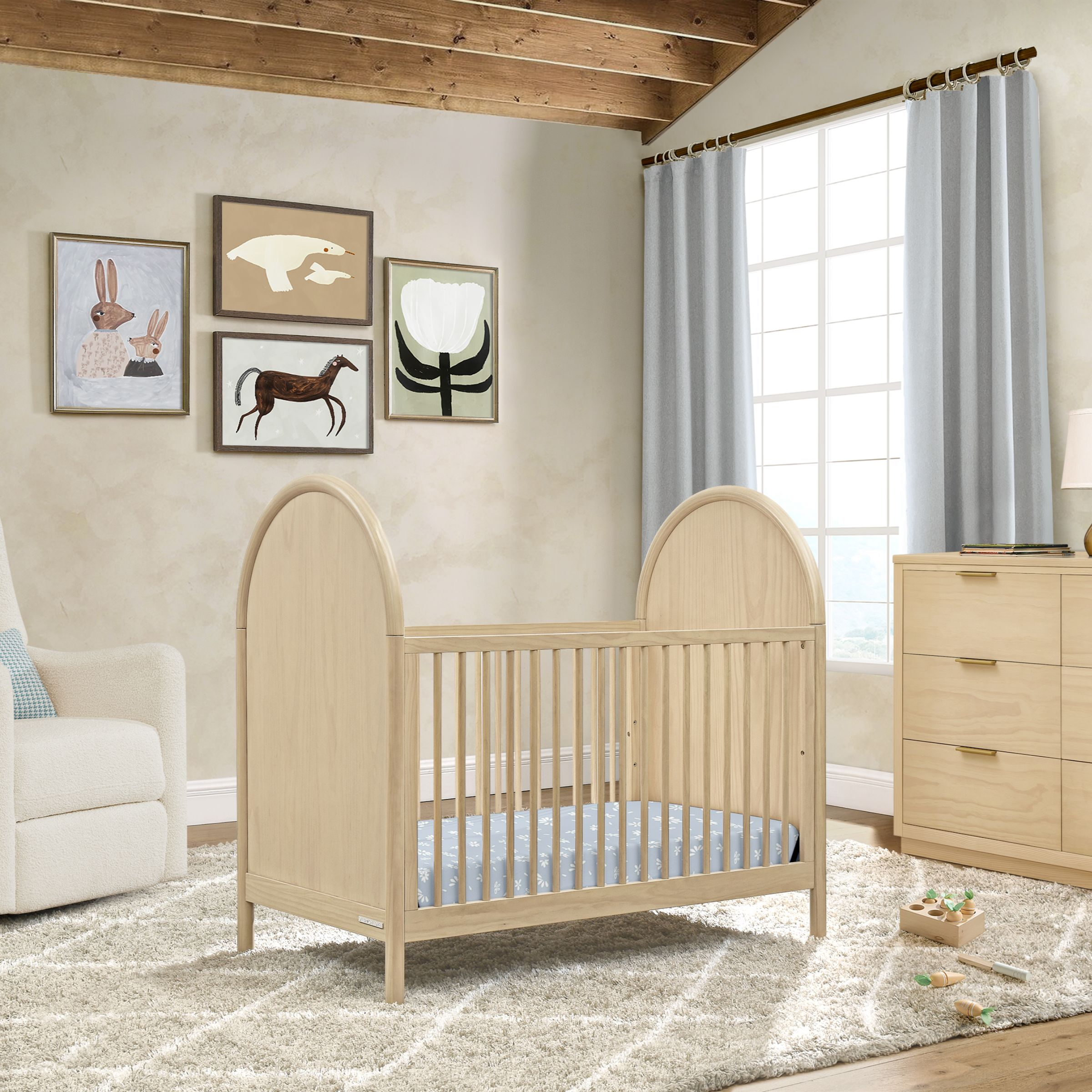 Delta Children Vivi 4-in-1 Convertible Crib - Natural Sandstone.