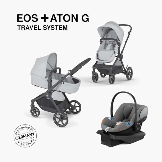 Cybex EOS 5-in-1 Travel System Stroller + Lightweight Aton G Infant Car Seat - Lava Grey.