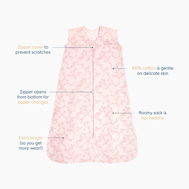 Halo SleepSack Wearable Blanket cotton - Pink Toile, Medium.