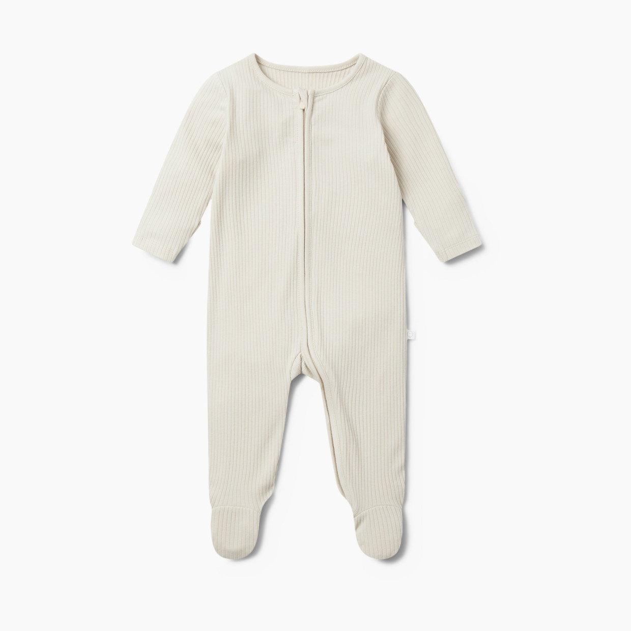 MORI Ribbed Clever Zip Footed Baby Pajamas - Ribbed Ecru, 3-6 M.