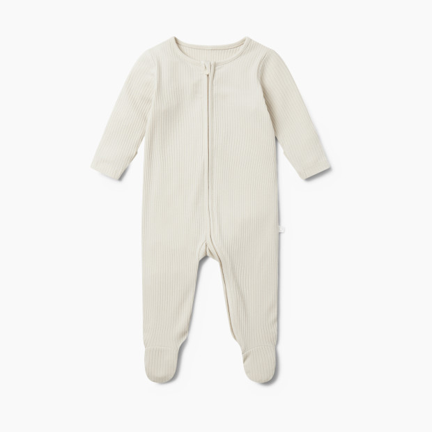 MORI Ribbed Clever Zip Footed Baby Pajamas - Ribbed Ecru, 0-3 M ...