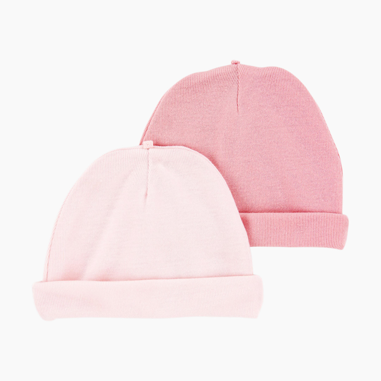 Carter's PurelySoft 2-Pack Caps - Pink & White, 0-3 M.