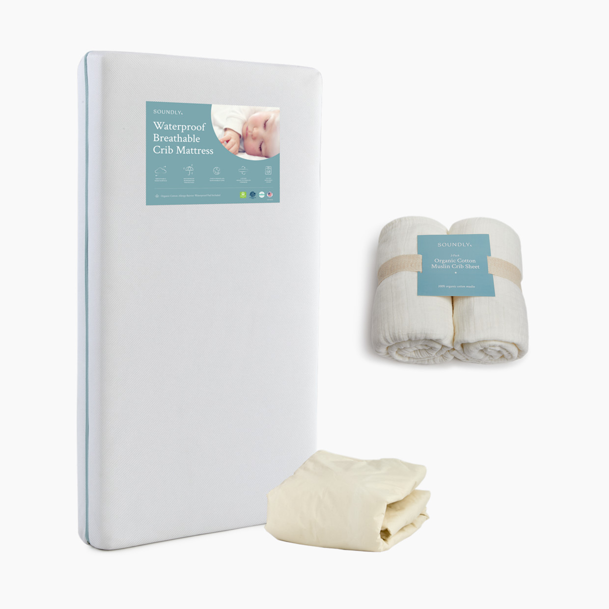 Soundly Breathable Mattress & Organic Crib Sheet Bundle.