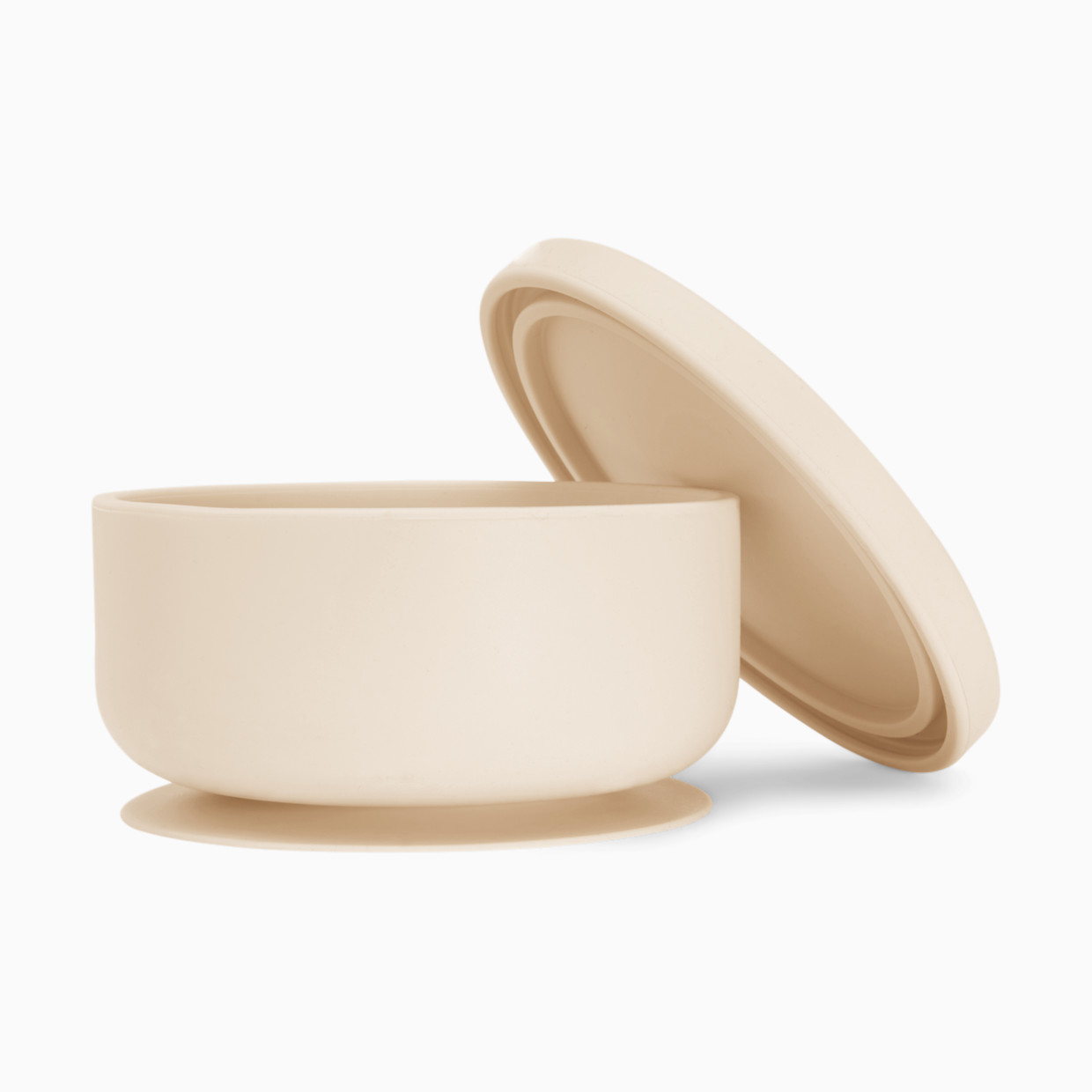 AEIOU Suction Bowl with Lid - Oat Milk.