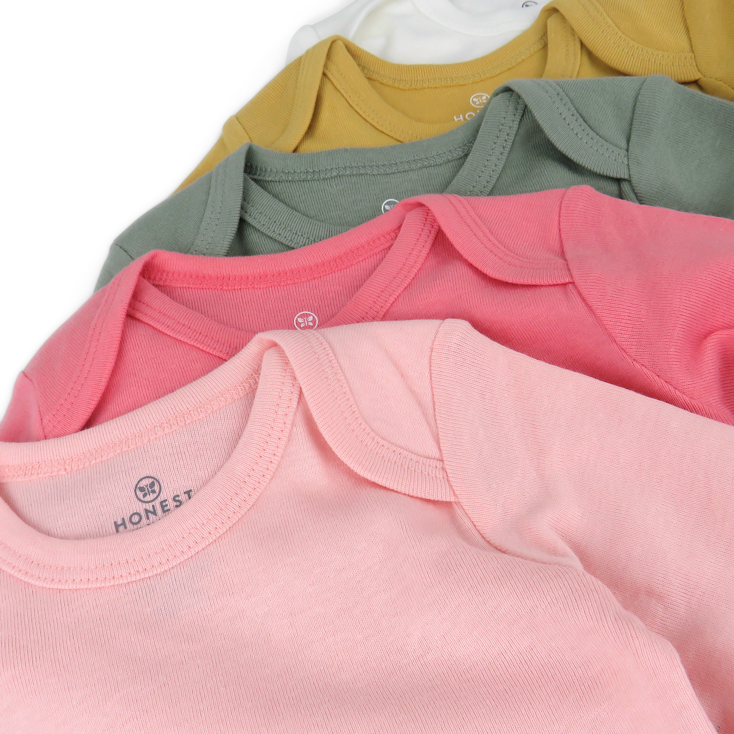 Honest Baby Clothing 5-Pack Organic Cotton Long Sleeve Bodysuit - Strawberry Ice, 0-3 M.