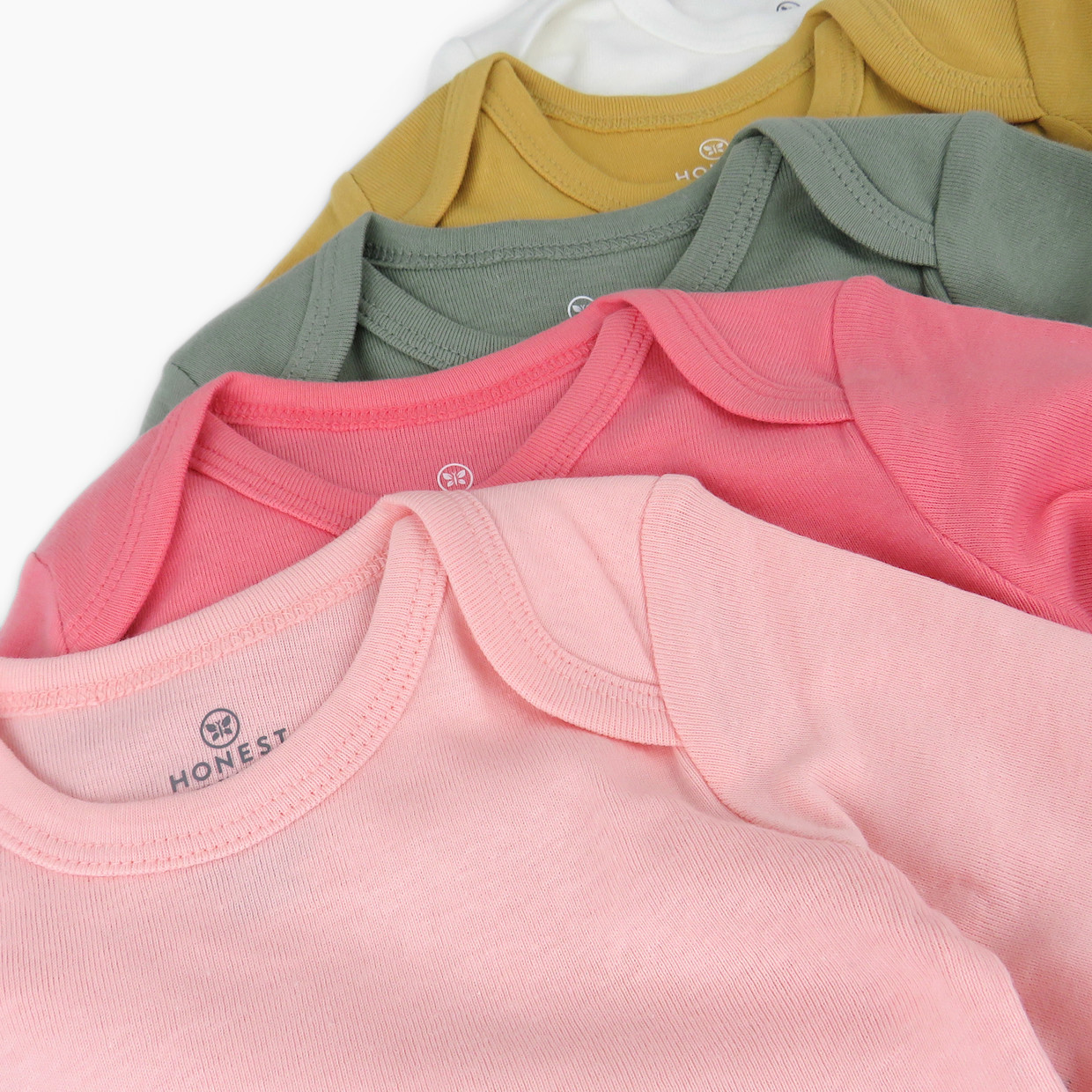 Honest Baby Clothing 5-Pack Organic Cotton Long Sleeve Bodysuit - Strawberry Ice, Newborn.