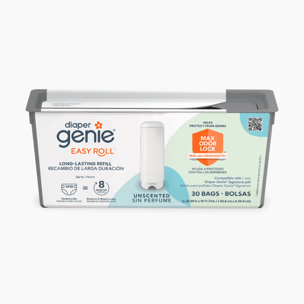 Diaper Genie Easy Roll Refill Bags (Compatible with Signature and Platinum pails) - Blue, Unscented, 30.